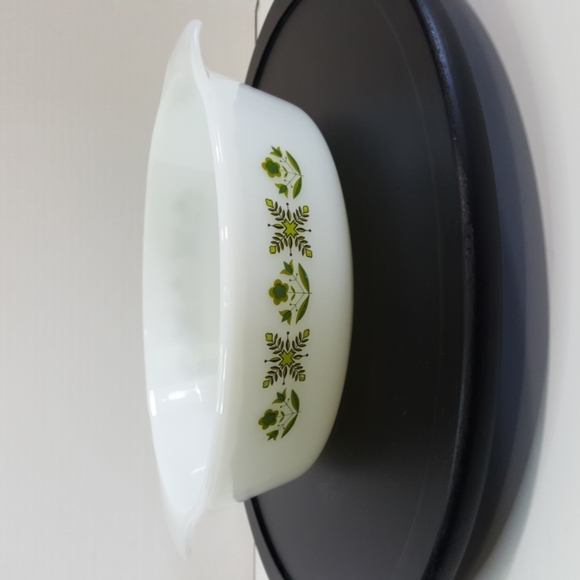 Fire King Meadow Green 2-Qt White Glass Casserole Dish number 438 Vintage 1970s - Picture 1 of 7
